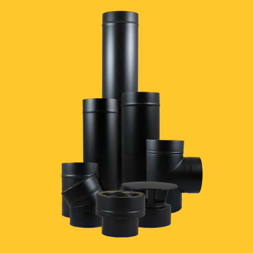 Matt Black Twin Wall Flue Pipes