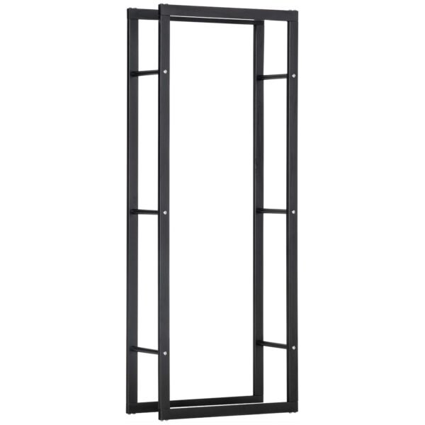 HOMCOM Metal Firewood Log Holder Tall Firewood Rack - Black