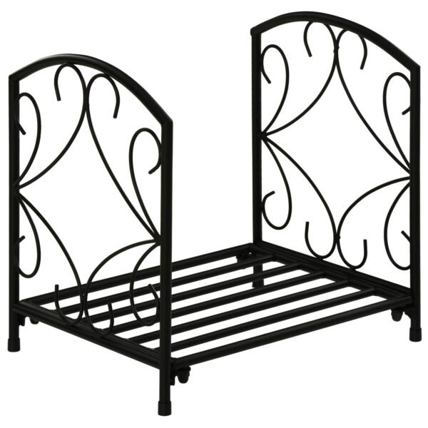 Outsunny Metal Firewood Log Holder - Black