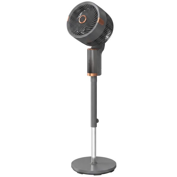 HOMCOM Silent 44" Pedestal Fan with 90° Oscillating, 8 Speeds and LED Light, Grey