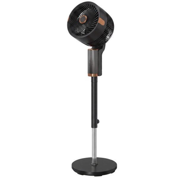 HOMCOM Silent 44" Pedestal Fan with 90° Oscillating, 8 Speeds and LED Light, Black