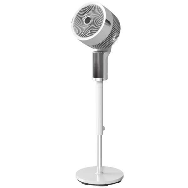 HOMCOM Silent 44" Pedestal Fan with 90° Oscillating, 8 Speeds and LED Light, White
