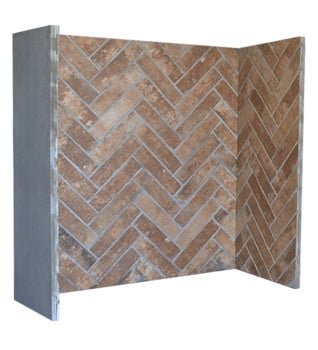 The Gallery Collection Highland Red Ceramic Brick Herringbone Fireplace Chamber