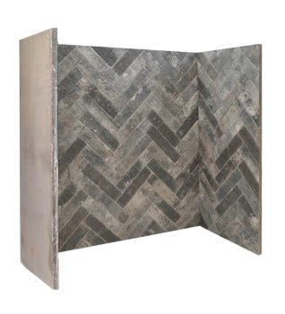 The Gallery Collection Steel Grey Ceramic Brick Herringbone Fireplace Chamber